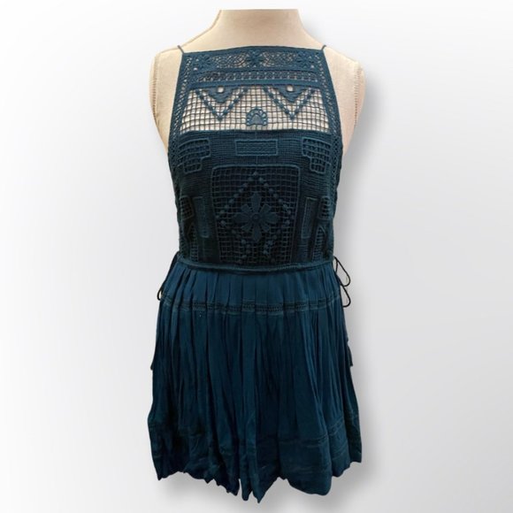 Free People | Dresses | Free People Emily Crochet Teal Blue Midi Dress Size  M | Poshmark